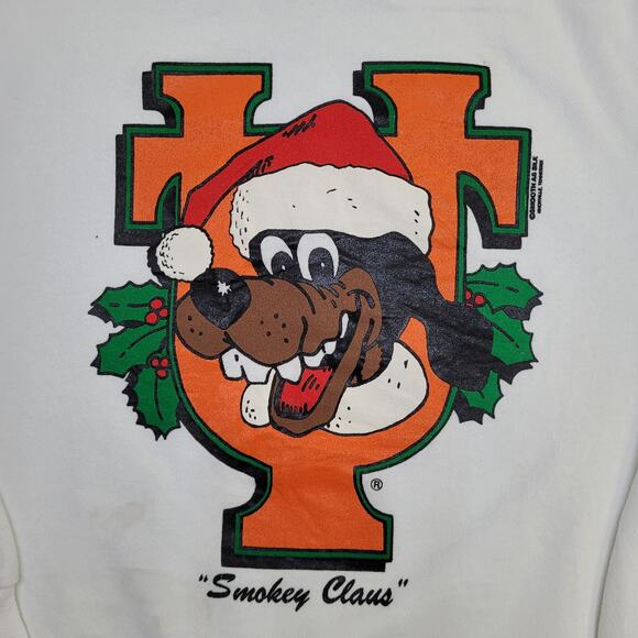 Vintage 90s UT Dog Sweatshirt L/XL 23x23 Boxy Smokey-Claus - Picture 12 of 16